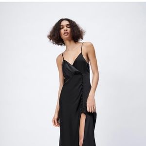 Black Zara Satin Lingerie Style Dress